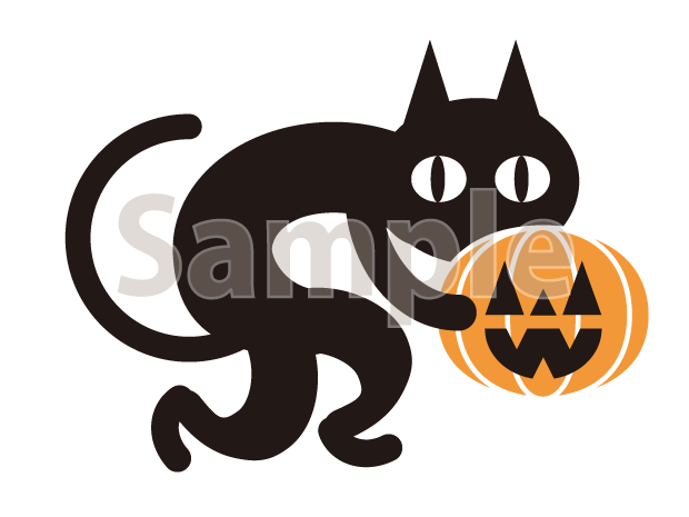 ハロウィンの準備をする黒猫 お化けカボチャを運ぶ黒猫 無料イラスト かわいいフリー素材 画像 写真 の フリーダ