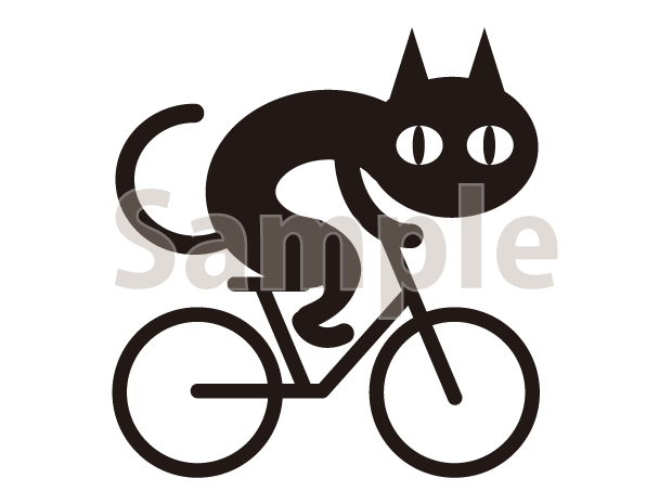 自転車に乗る黒猫 切り抜き画像 無料イラスト かわいいフリー素材 画像 写真 の フリーダ