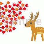 鹿と紅葉のイラスト