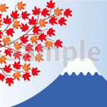 富士山と紅葉のイラスト
