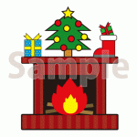 クリスマス暖炉のイラスト【切り抜き画像】