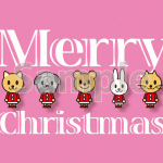 ウサギ、猫、クマ、イヌのクリスマス【デスクトップ壁紙】