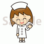 挨拶で手を振る看護師のイラスト【切り抜き画像】