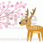 桜と鹿のイラスト