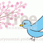 桜と酉（鳥、鶏）のイラスト