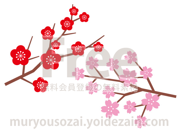 梅と桜のイラスト